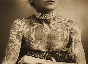 Portret van een getatoeëerde vrouw, c.1905